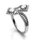 1 1/4 CT Ascher Cut Diamonds  Bypass Ring, 18k White Gold 